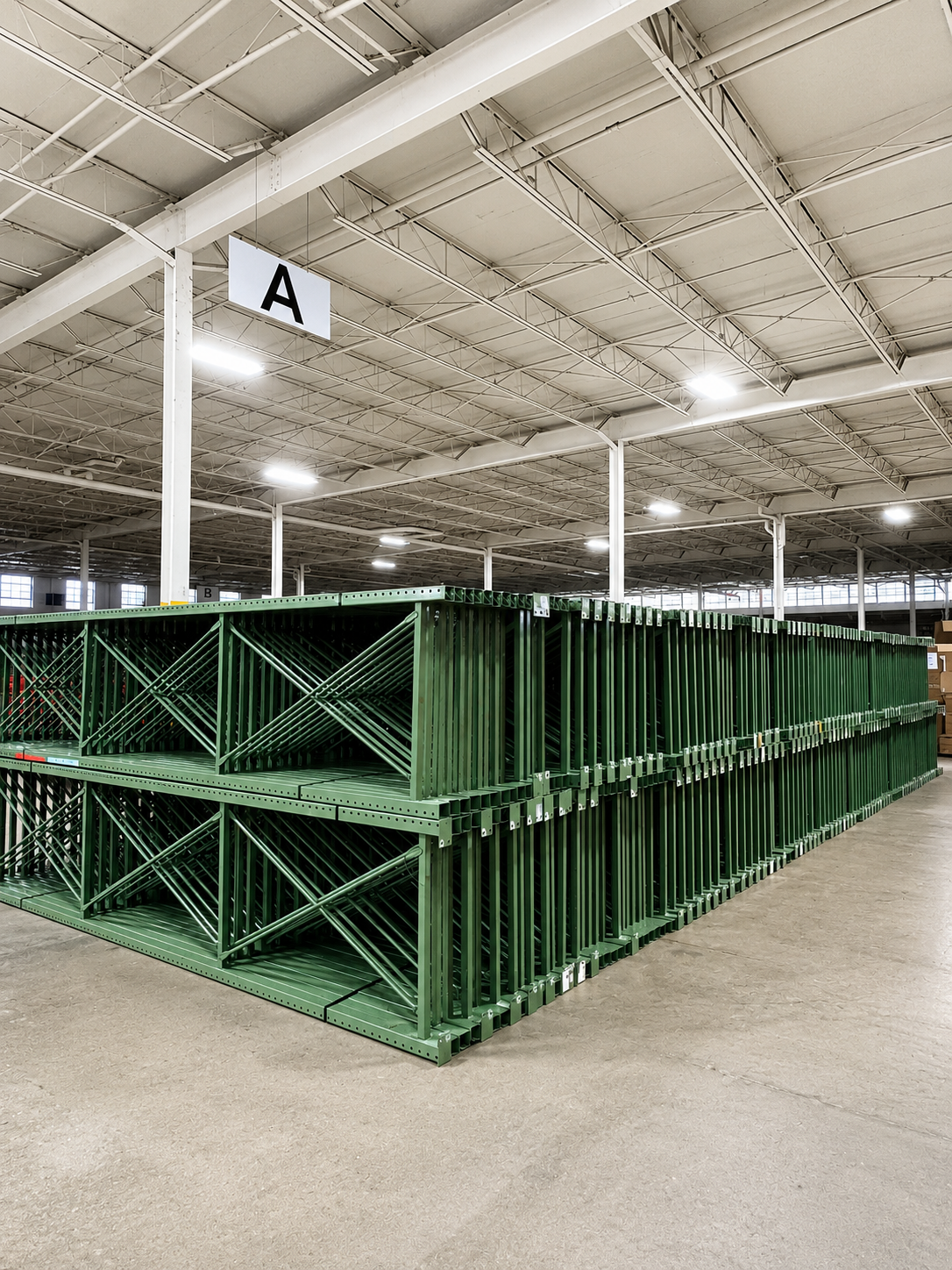 Used 16' x 42" pallet rack uprights for sale in Pennsylvania warehouse storage system
