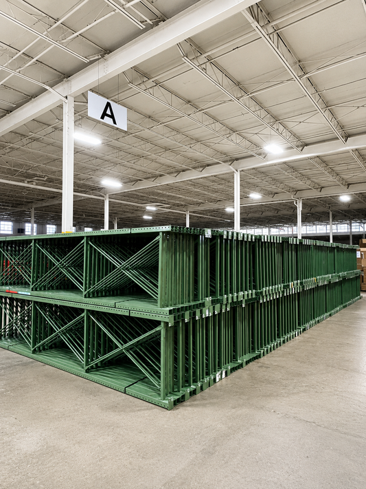 Used 16' x 42" pallet rack uprights for sale in Pennsylvania warehouse storage system