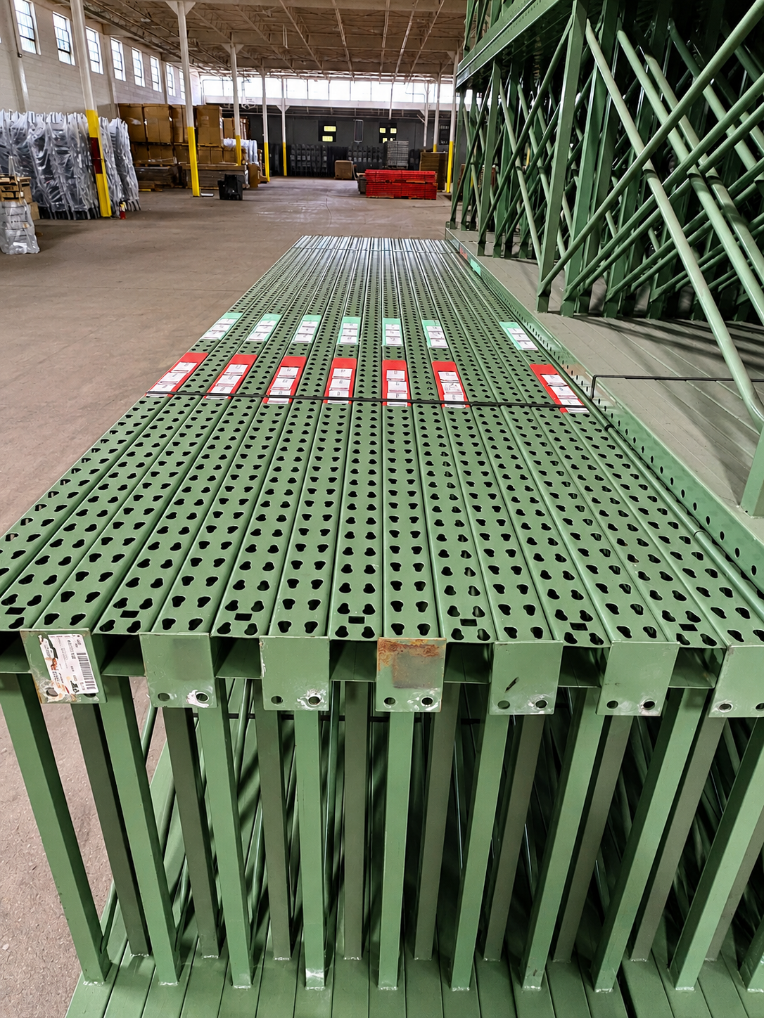 Used 16' x 42" pallet rack uprights for sale in Pennsylvania warehouse storage system